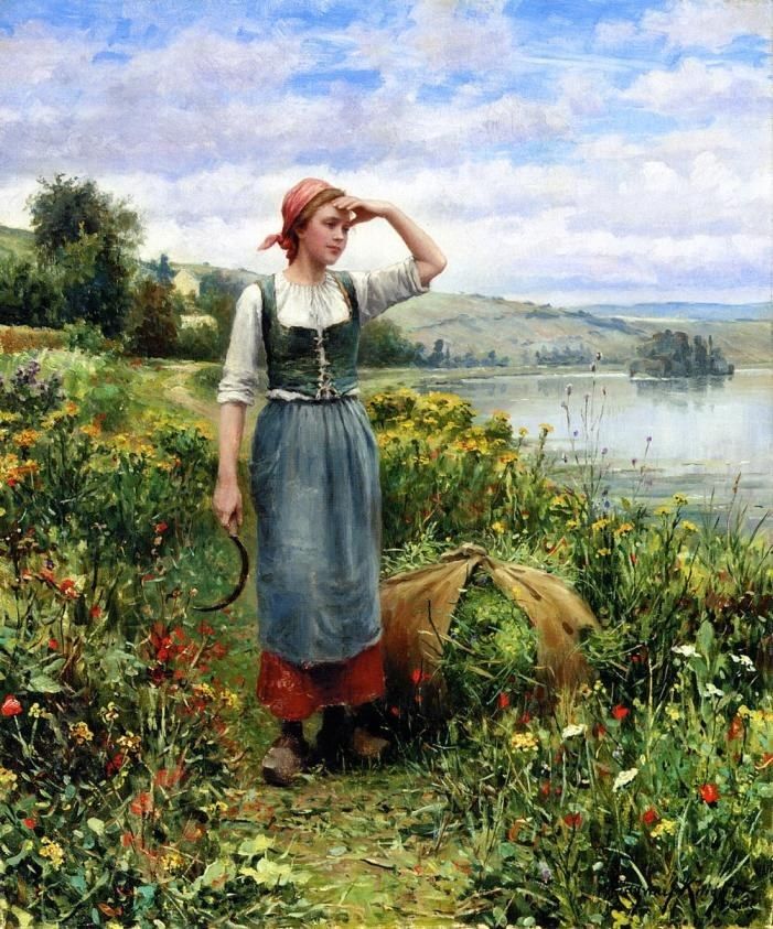 Daniel Ridgway Knight A Field of Flowers